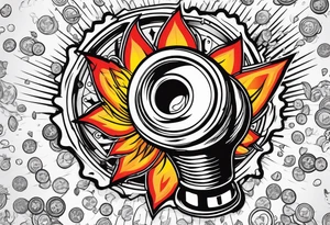 Gear knob and money and fire tattoo idea