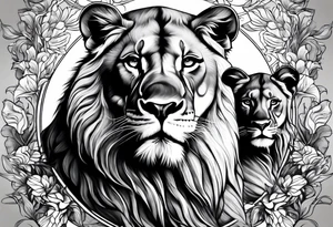 LIONESS TWO CUBS tattoo idea