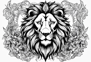 sketch power and lion and number 4 tattoo idea