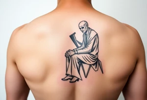 Fine line black and gray Seated mediator suicide survivor tattoo idea