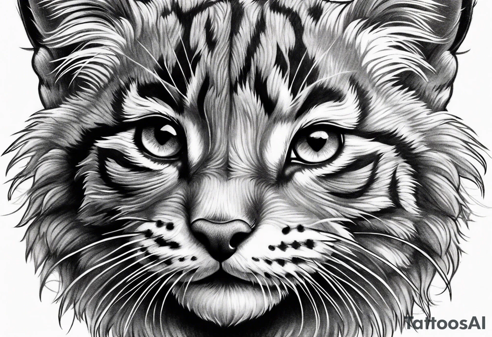 Super cute happy wildcat cub tattoo idea