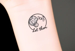 Mystical holistic moon with the text Let Them tattoo idea