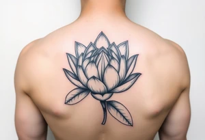 Blooming protea flower with a lilly pad tattoo idea
