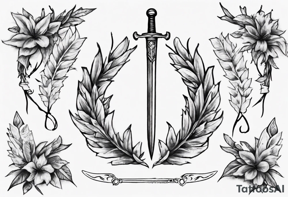 memorial tattoo using "13" , laurel leaves and a sword tattoo idea memorial tattoo using "13" , laurel leaves and a sword tattoo idea