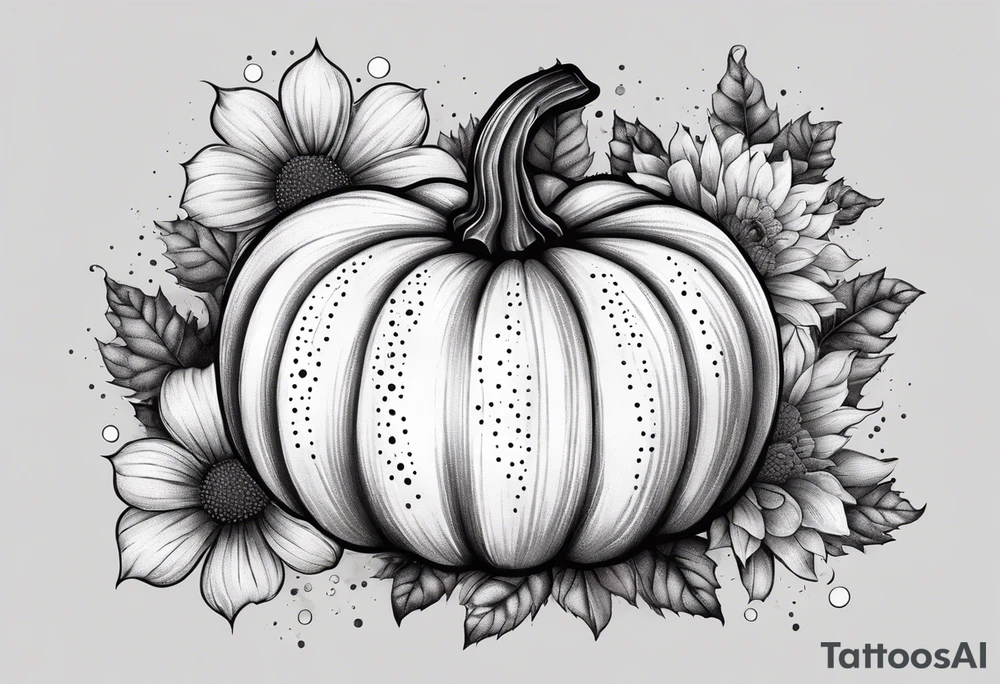 pumpkin with flowers tattoo idea