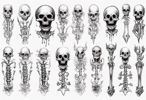 Tall creepy bone figure tattoo idea