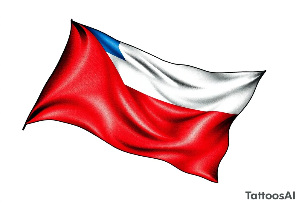 A waving Czech flag with realistic fabric texture, its red, white, and blue colors appearing vibrant and dynamic. tattoo idea