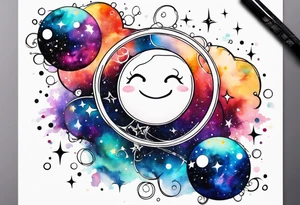 Galaxy of stars and bubbles tattoo idea
