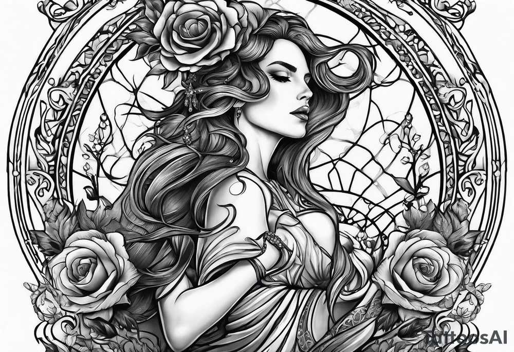 woman dancing with death tattoo idea