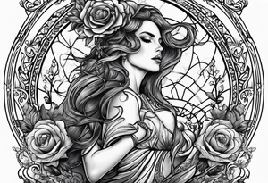 woman dancing with death tattoo idea