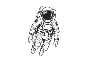 A realistic stencil silhouettestyle drawing of a astronaut tattoo idea