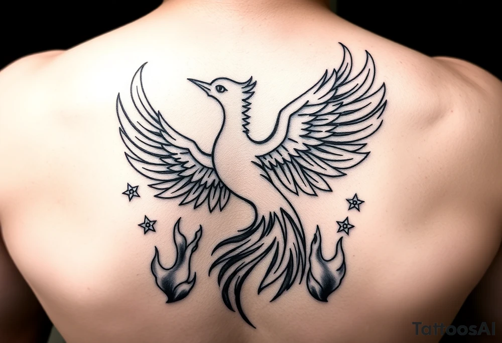 Phoenix rising from flames, surrounded by ninja stars and ballistic missiles, semicolon integrated into the design, fine line black ink, minimalist but dramatic”

The semicolon tucked into the phoenix wing or tail would be chef’s kiss — subtle but loaded with meaning for anyone who knows. tattoo idea