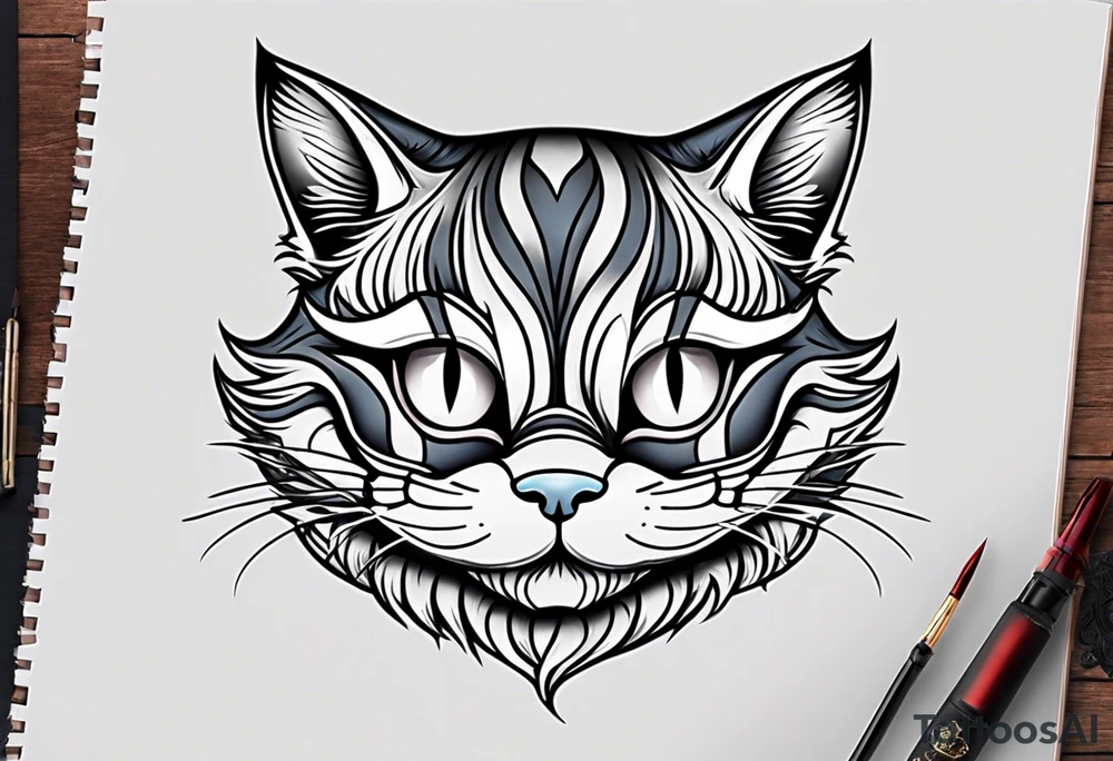 small Cheshire Cat full body tattoo idea