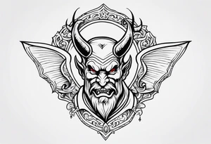 old school devil placed in the chest tattoo idea