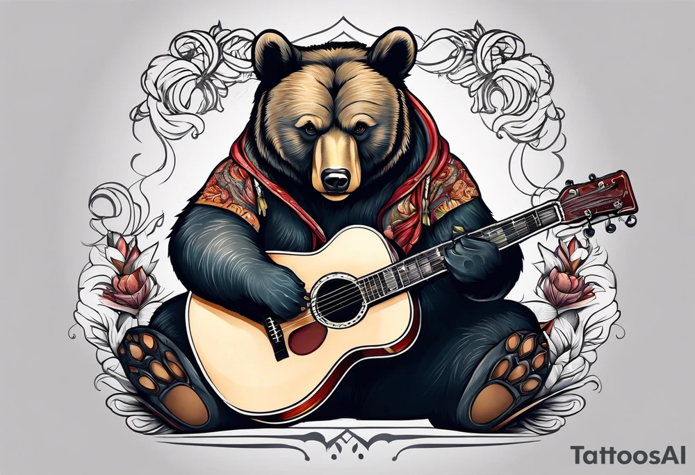 BEAR PLAYING GUITAR tattoo idea