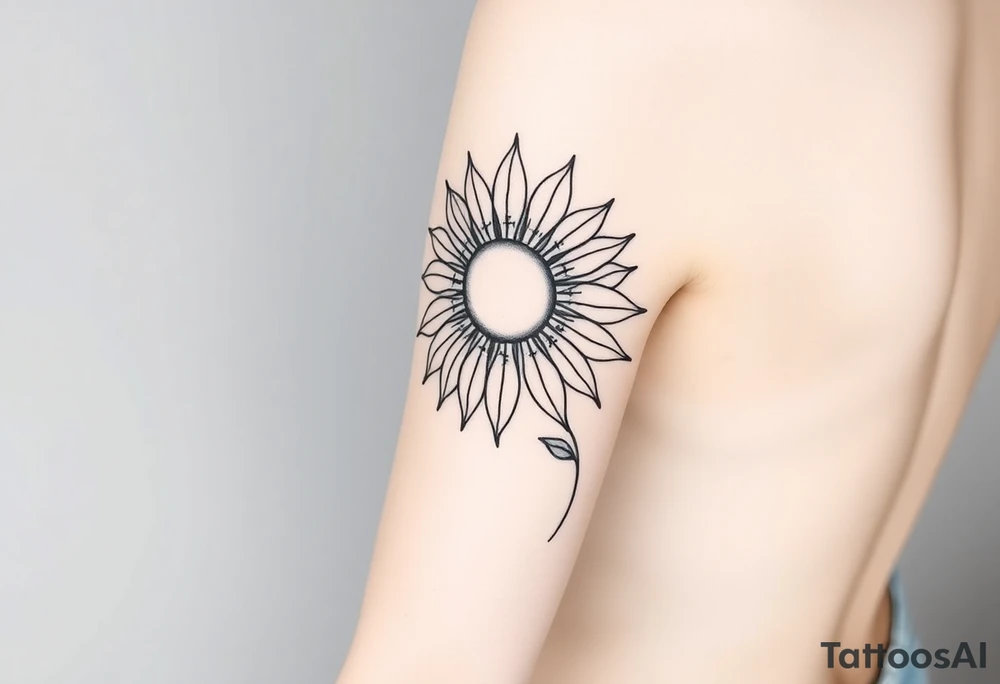 Half sun half sunflower tattoo idea
