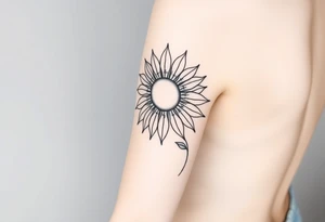 Half sun half sunflower tattoo idea