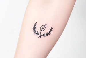 laurel branch with one leaf inverted tattoo idea