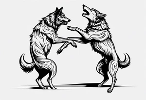 two wolves dancing on their hind legs. they should be visibly dancing and facing one another tattoo idea