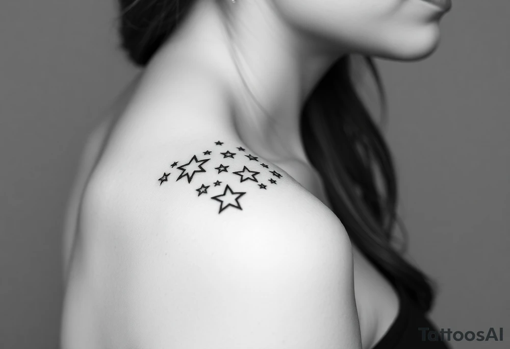 Stars wrapping collarbone tattoo idea