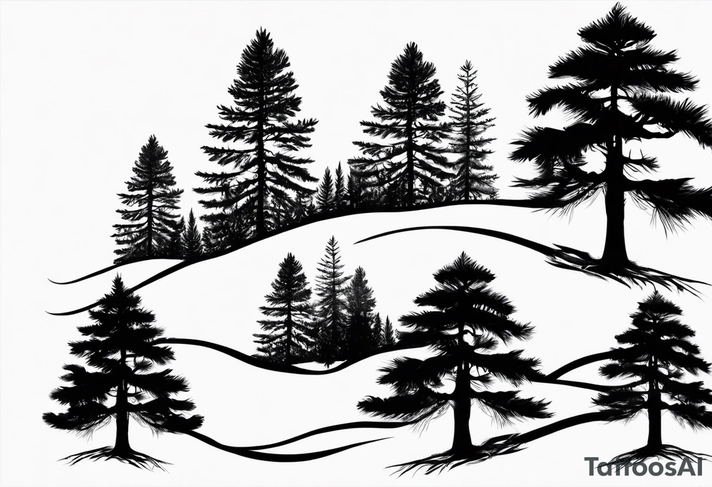 Two Pine tree silhouette tattoo idea