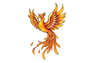 magnificent phoenix rising from golden flames with trailing embers tattoo idea