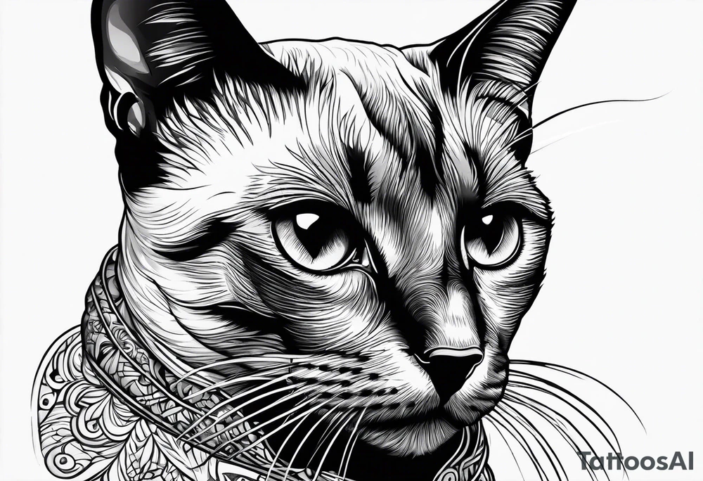 Siamese cat looking at a dog tattoo idea