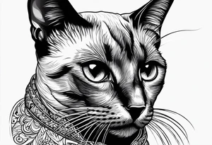 Siamese cat looking at a dog tattoo idea
