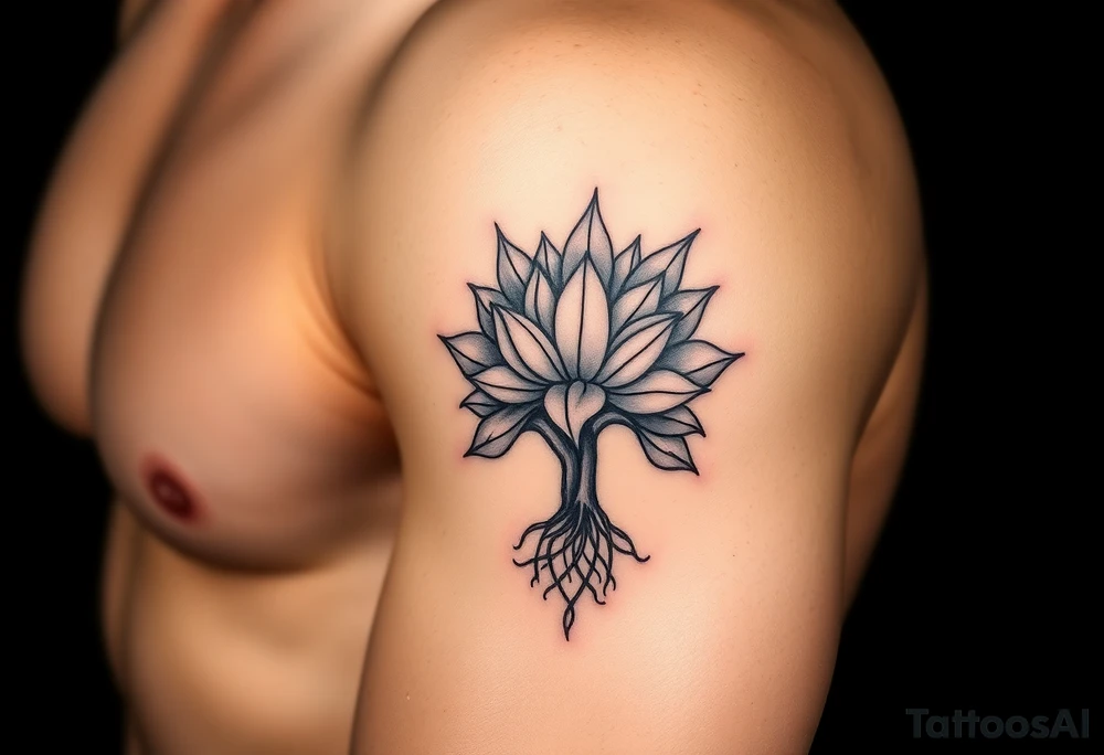 Lotus flower and tree of life tattoo idea