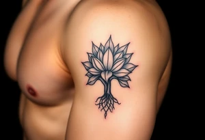 Lotus flower and tree of life tattoo idea