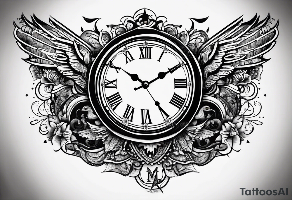 Clock tattoo saying Not All Those Who Wander Are Lost, describing past life events tattoo idea
