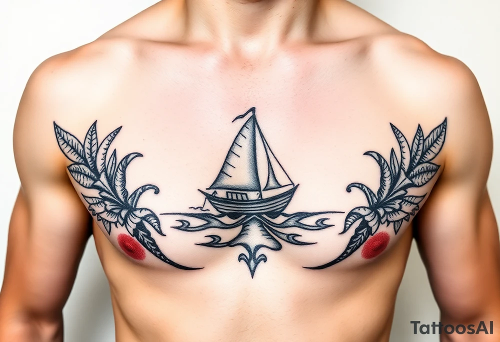 Polynesian tribal island boat tattoo tattoo idea