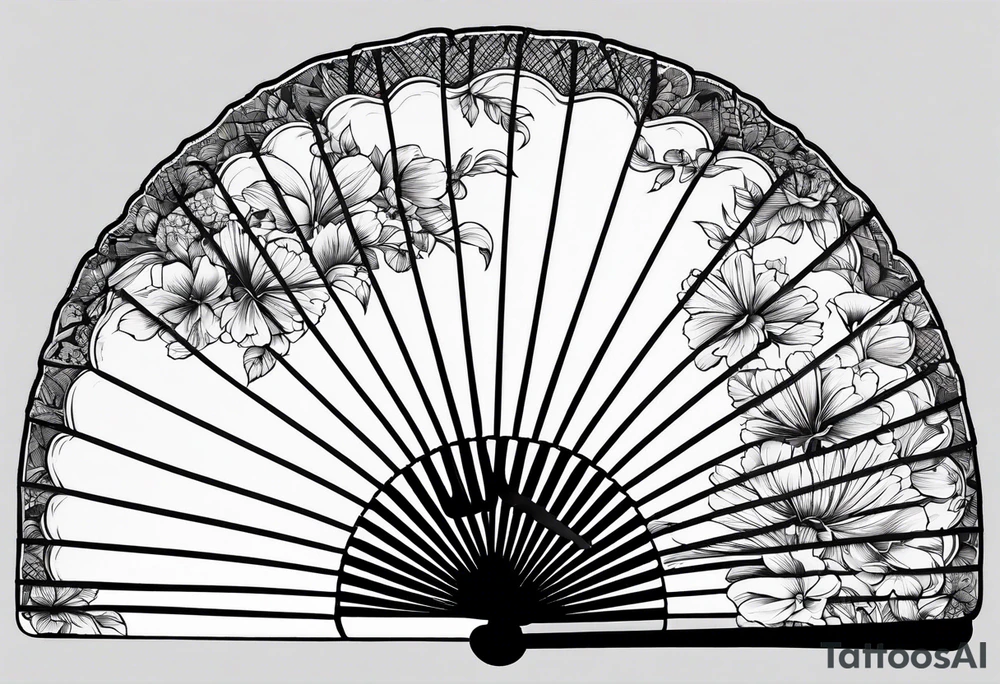 Plain Japanese paper fan with ribbons tattoo idea