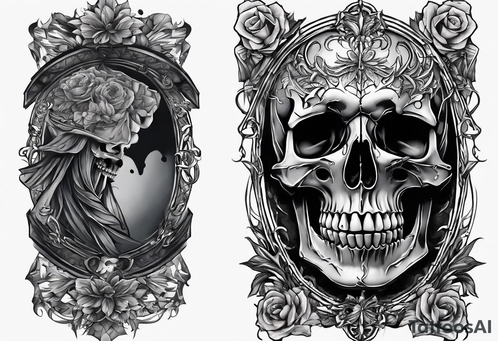 Arm sleeve skeleton, broken soul, pain suffering, loneliness, darkness, betrayal tattoo idea