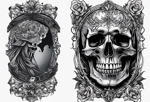 Arm sleeve skeleton, broken soul, pain suffering, loneliness, darkness, betrayal tattoo idea