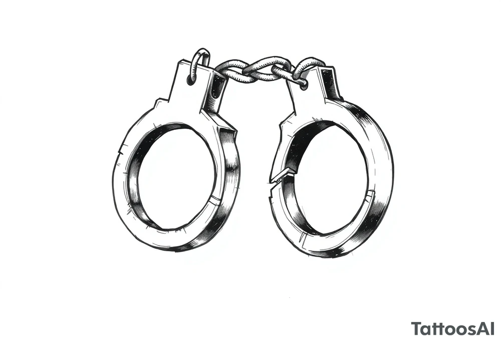 chicano style peice with broken handcuffs tattoo idea