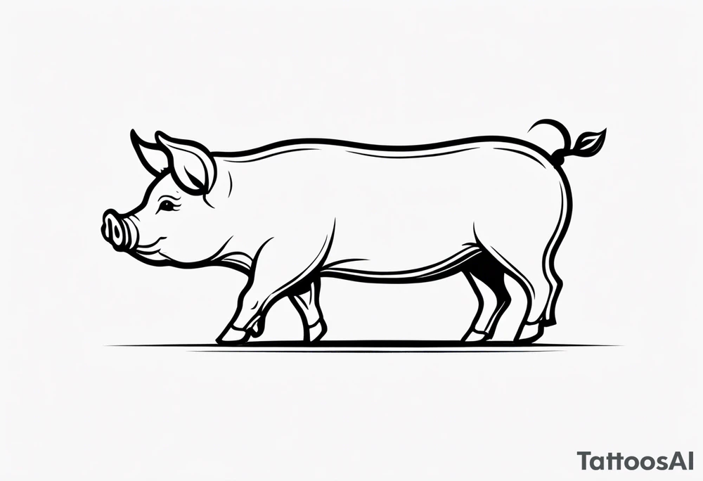 cute pig or piglet.
with text: "friends not food" 

only very thin lines. no shading. black and white only. simple outline only tattoo idea