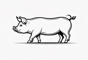 cute pig or piglet.
with text: "friends not food" 

only very thin lines. no shading. black and white only. simple outline only tattoo idea