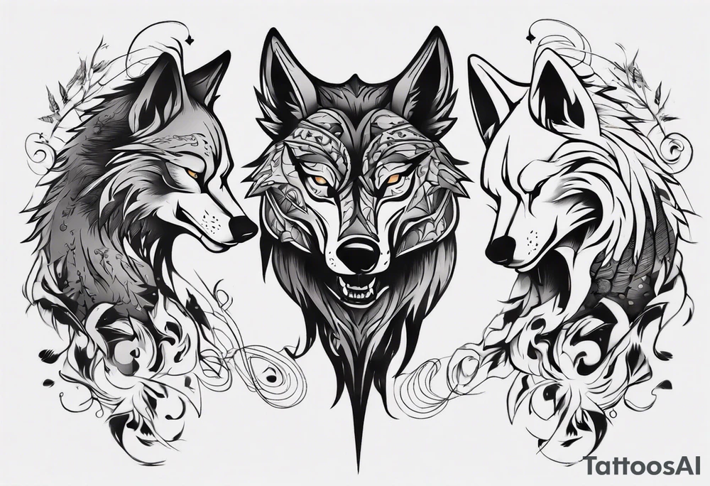 two wolves dancing tattoo idea