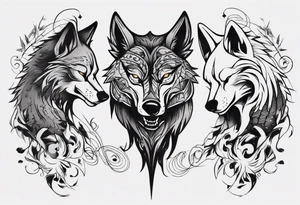 two wolves dancing tattoo idea