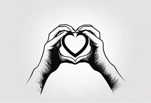Silhouette of Hands forming a heart tattoo idea