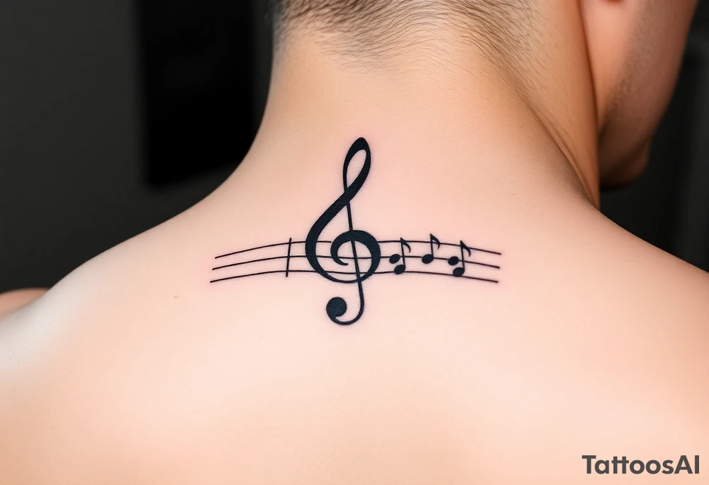 Music staff with treble clef and music notes with Ekg line in middle of tattoo tattoo idea