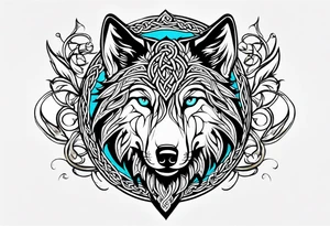 Celtic wolf face tattoo idea
