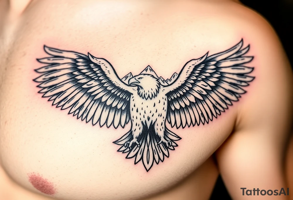 majestic eagle spreading wings against mountain peaks tattoo idea majestic eagle spreading wings against mountain peaks tattoo idea