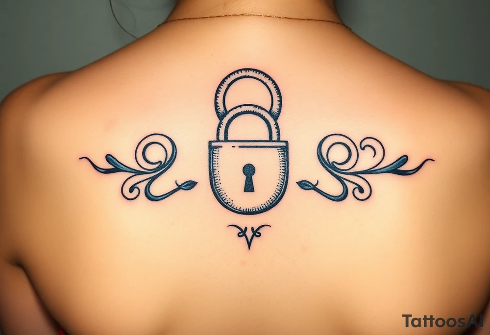 two wedding rings locked together with lock tattoo idea