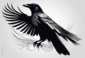 silhouette of a crow with half open wings
every line must be straight
leftside of the body geometric
rightside of the body real tattoo idea
