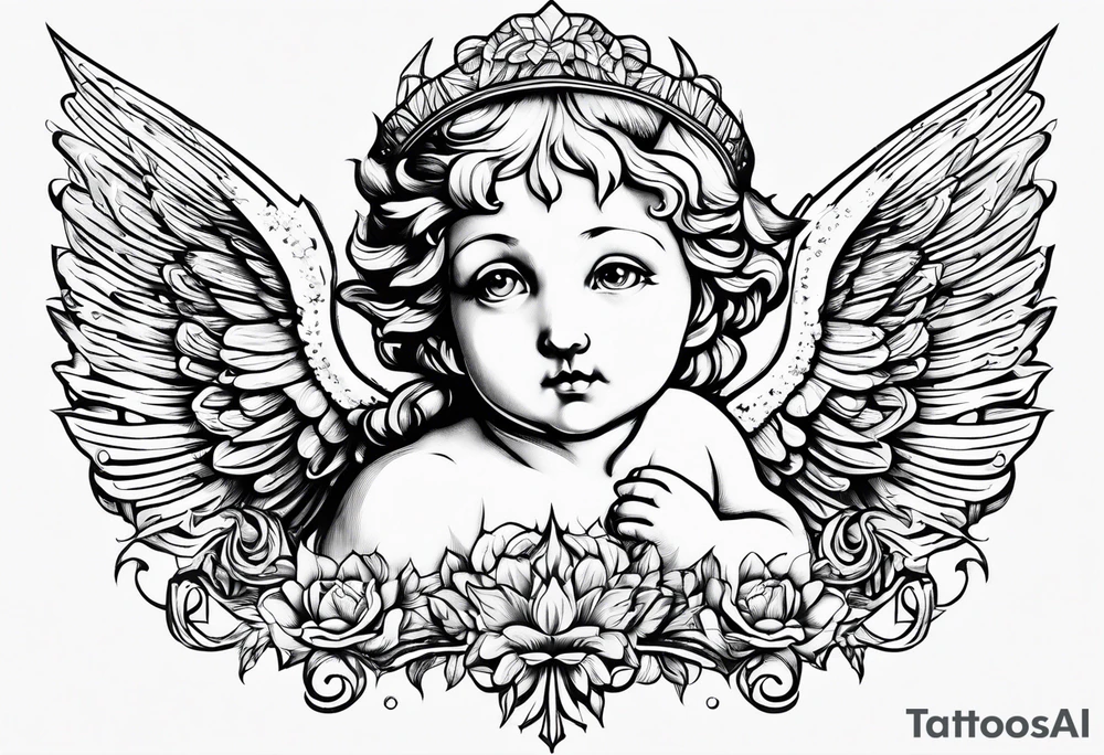 renaissance style cherub full body tattoo idea