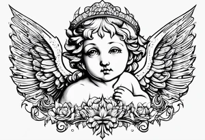 renaissance style cherub full body tattoo idea
