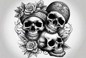 three skulls, one above each other tattoo idea