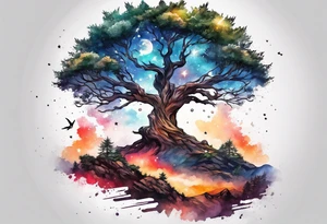 Tree with Star fighters in the background tattoo idea